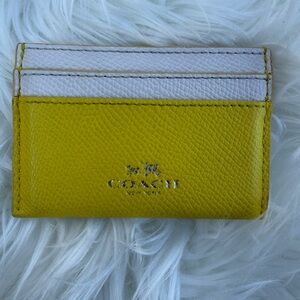 Coach Yellow & White Leather Card Holder